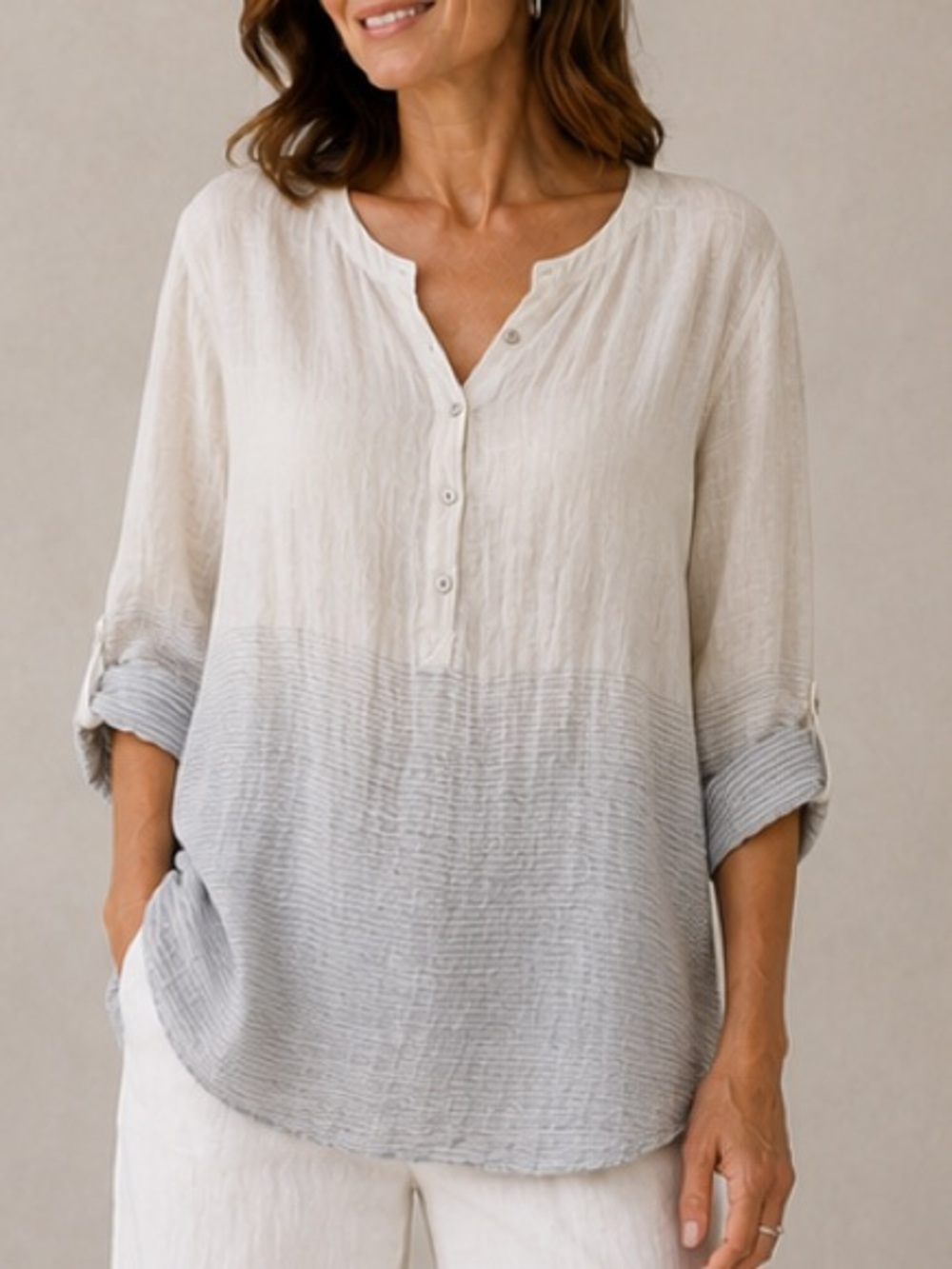 Eileen Fisher Linen Boxy Top Sheer Lightweight Off White  Size XL